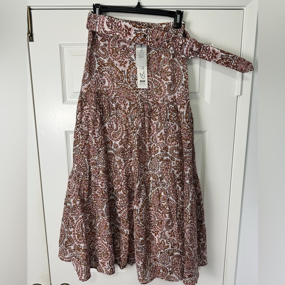 MinkPink Women's Jedda Belted Midi Skirt Medium Paisley NEW with Tags